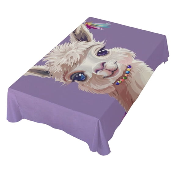 JSTEL Cute Llama Alpaca Wreath Table Cloth Square 54 x 54 Inch Tablecloth Anti Wrinkle Table Cover for Dining Kitchen Parties