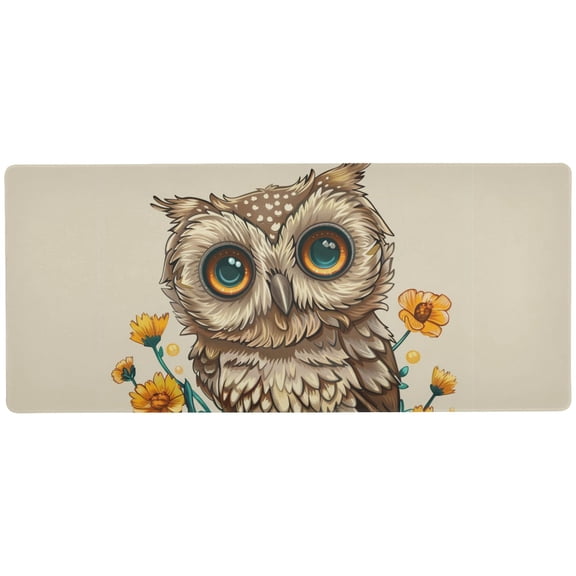 JSTEL Cute Owl Flowers Large Gaming Mouse Pad Big Mousepad Mice Keyboard Mat with Non-Slip Rubber Base for Computer Laptop Home & Office, 31.5 X 15.7 inch