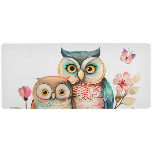 JSTEL Cute Owl Flowers Large Gaming Mouse Pad Big Mousepad Mice Keyboard Mat with Non-Slip Rubber Base for Computer Laptop Home & Office, 31.5 X 15.7 inch