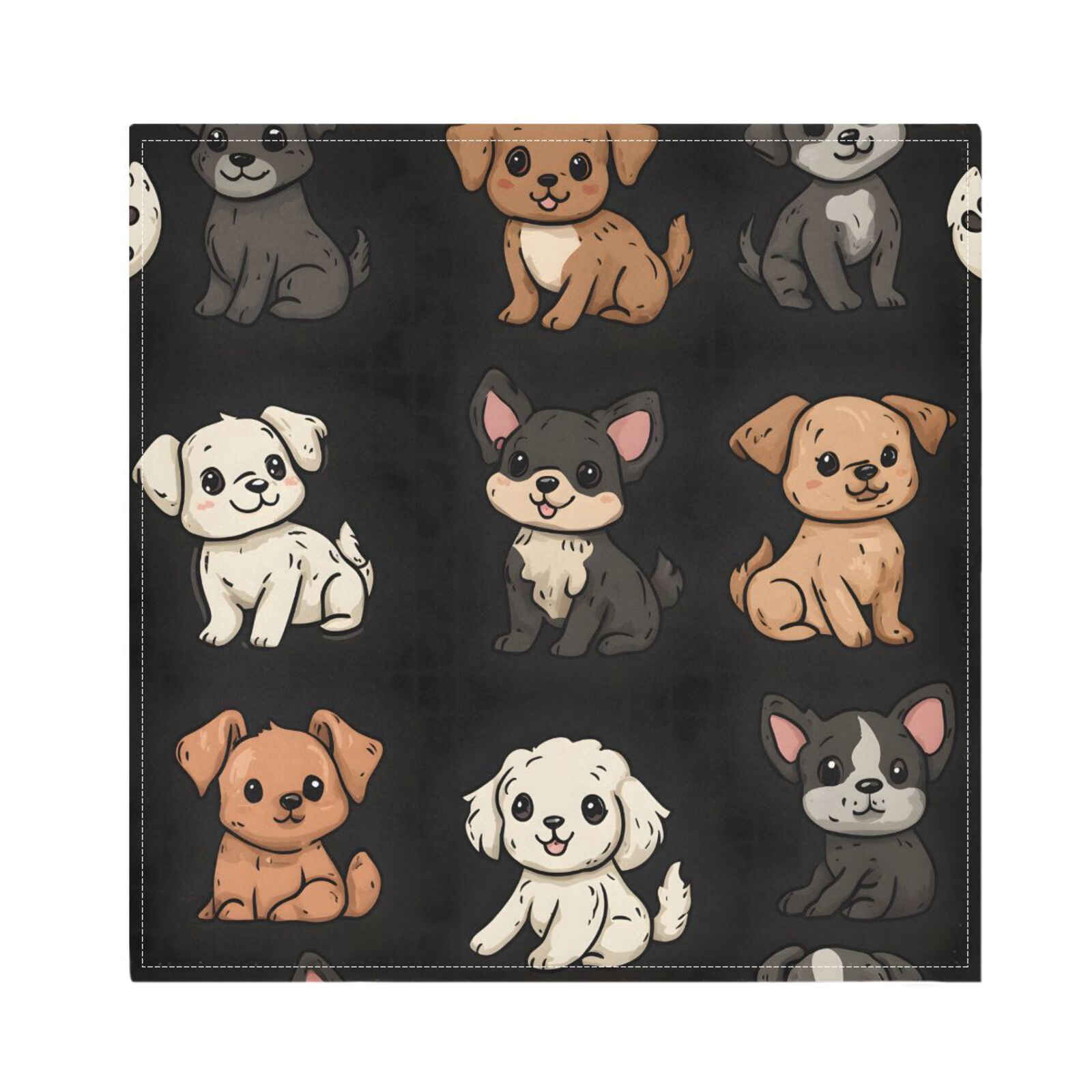 JSTEL Cute Puppy Dogs Print Cloth Napkins Set of 6, 20x20 Inch Washable and Reusable Napkin for Decoupage Dinner Party Everyday Use