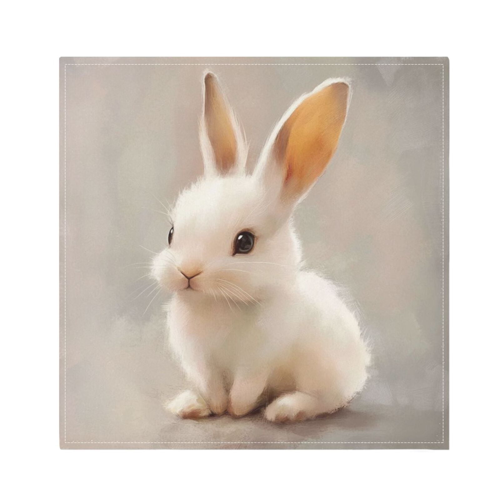 JSTEL Cute Rabbit Bunny Cloth Napkins Set of 6, 20x20 Inch Washable and Reusable Napkin for Decoupage Dinner Party Everyday Use