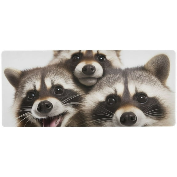 JSTEL Cute Raccoons Large Gaming Mouse Pad Big Mousepad Mice Keyboard Mat with Non-Slip Rubber Base for Computer Laptop Home & Office, 31.5 X 11.8 inch