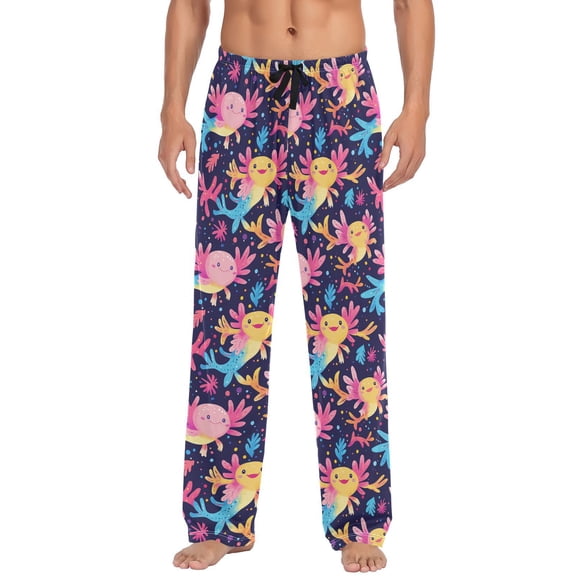 JSTEL Cute Rainbow Axolotl Men's Sleepwear Mens Pajama Pants Bottoms with Pockets, XL