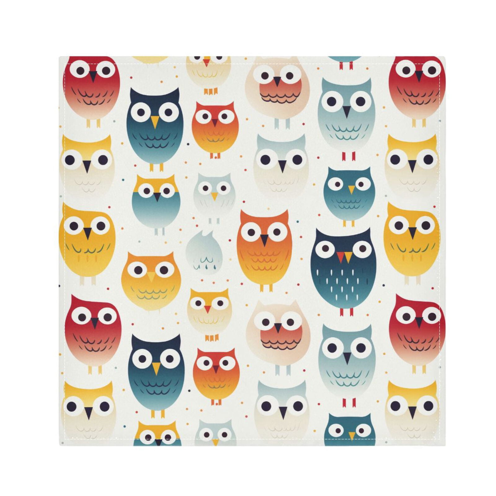 JSTEL Cute Rainbow Owl Cloth Napkins Set of 6, 20x20 Inch Washable and Reusable Napkin for Decoupage Dinner Party Everyday Use