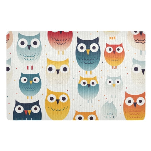 JSTEL Cute Rainbow Owl Front Door Mat Outside Entrance 32x20 Inch Doormat for Outdoor Indoor Washable Non Slip Floor Mats