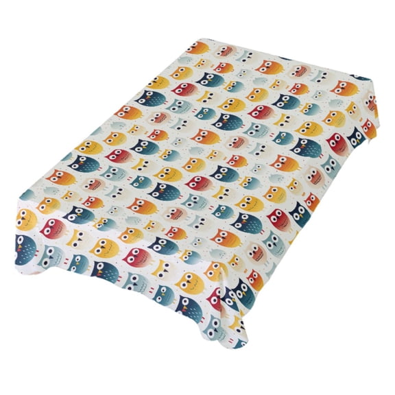 JSTEL Cute Rainbow Owl Table Cloth Rectangle 60 x 120 Inch Tablecloth Anti Wrinkle Table Cover for Dining Kitchen Parties