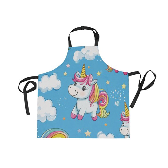 JSTEL Cute Rainbow Unicorns Cartoon Apron with 2 Pockets for Women Men Adjustable Garden Bib