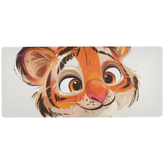 JSTEL Cute Tiger Cartoon Large Gaming Mouse Pad Big Mousepad Mice Keyboard Mat with Non-Slip Rubber Base for Computer Laptop Home & Office, 31.5 X 11.8 inch