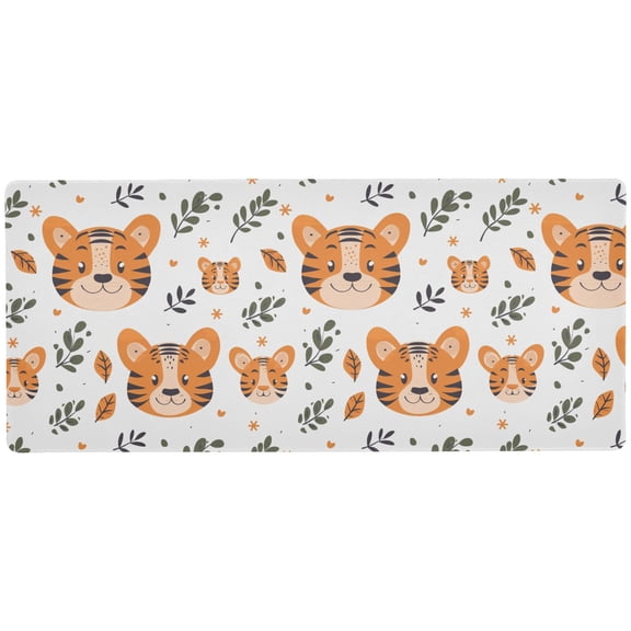 JSTEL Cute Tiger Leaves Cartoon Large Gaming Mouse Pad Big Mousepad Mice Keyboard Mat with Non-Slip Rubber Base for Computer Laptop Home & Office, 31.5 X 11.8 inch
