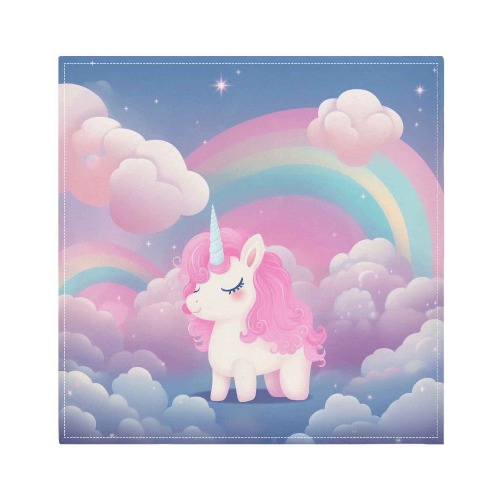 JSTEL Cute Unicorn Rainbow Cloth Napkins Set of 6, 20x20 Inch Washable and Reusable Napkin for Decoupage Dinner Party Everyday Use