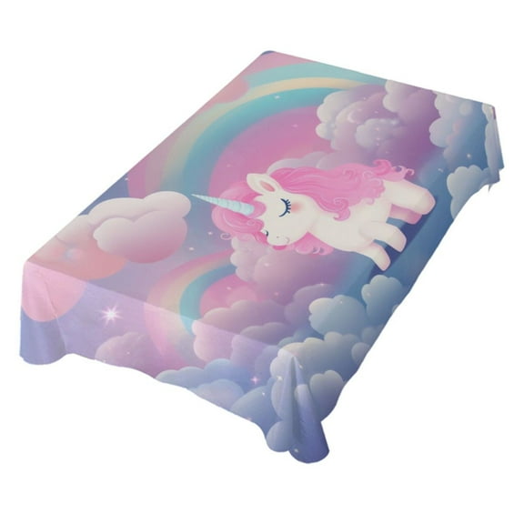JSTEL Cute Unicorn Rainbow Table Cloth Rectangle 54 x 72 Inch Tablecloth Anti Wrinkle Table Cover for Dining Kitchen Parties