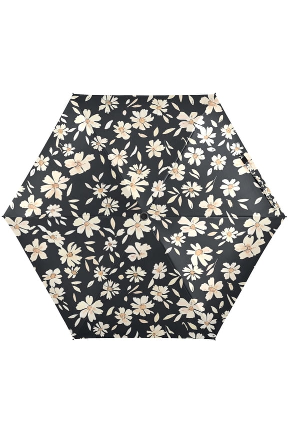 Daisy Floral Flower Folding Umbrella for Rain Sun Travel Mini Lightweight Compact Umbrellas