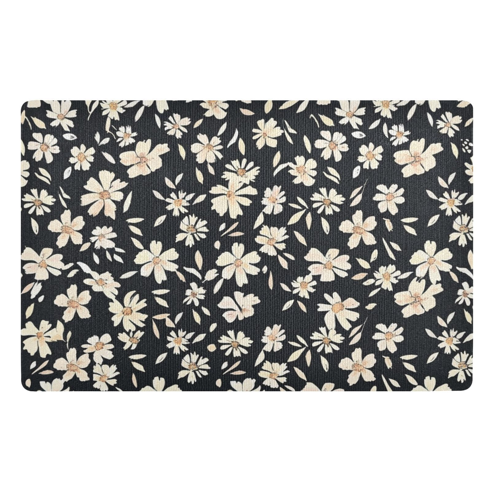 JSTEL Daisy Floral Flower Front Door Mat Outside Entrance 32x20 Inch Doormat for Outdoor Indoor Washable Non Slip Floor Mats
