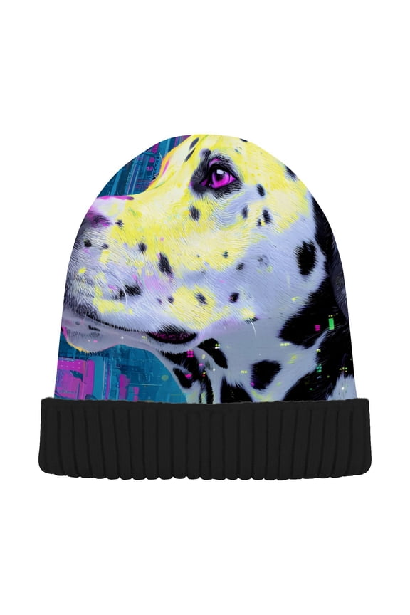 Dalmatian Dog Beanie for Women Men Winter Hat Reversible Skull Knit Cap
