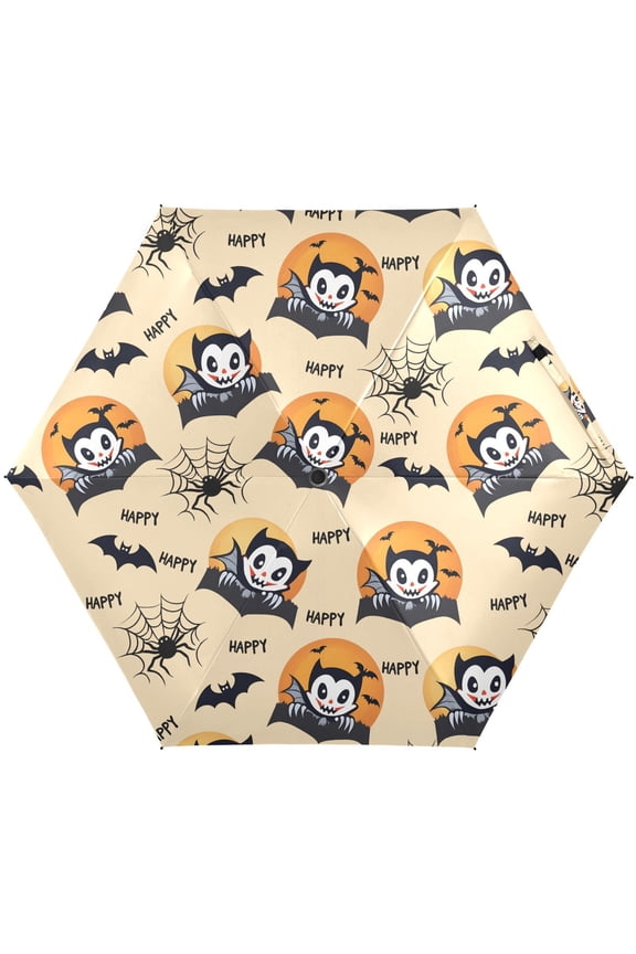 Devil Spider Web Halloween Folding Umbrella for Rain Sun Travel Mini Lightweight Compact Umbrellas