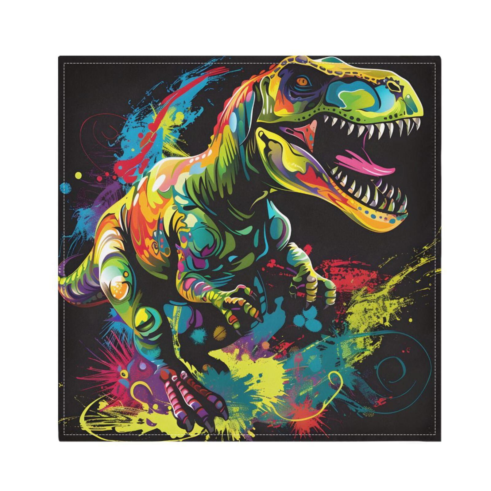 JSTEL Dinosaur T-rex Dino Cloth Napkins Set of 6, 20x20 Inch Washable and Reusable Napkin for Decoupage Dinner Party Everyday Use