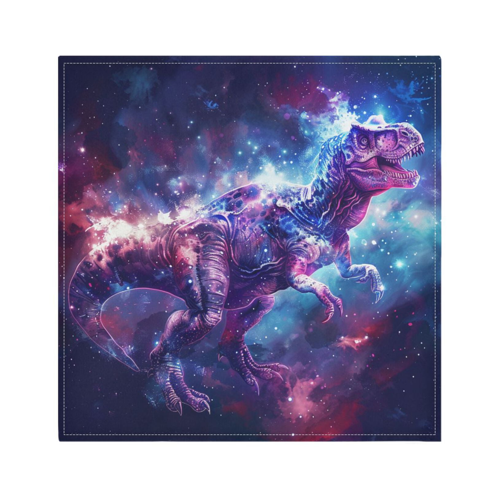 JSTEL Dinosaur T-rex Dino Nebula Cloth Napkins Set of 6, 20x20 Inch Washable and Reusable Napkin for Decoupage Dinner Party Everyday Use