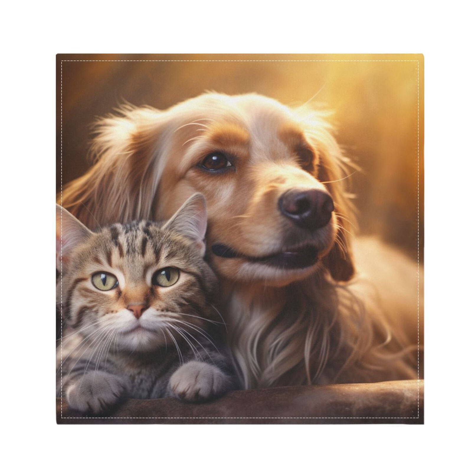 JSTEL Dog & Cat Cloth Napkins Set of 6, 20x20 Inch Washable and Reusable Napkin for Decoupage Dinner Party Everyday Use