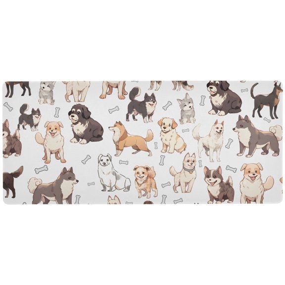 JSTEL Doodle Dog Print Cute Puppies Large Gaming Mouse Pad Big Mousepad Mice Keyboard Mat with Non-Slip Rubber Base for Computer Laptop Home & Office, 35.4 X 15.7 inch