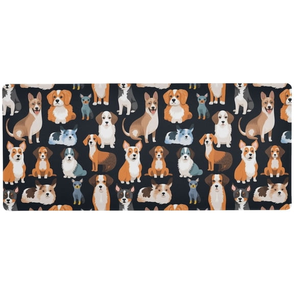 JSTEL Doodle Dog Prints Puppy Large Gaming Mouse Pad Big Mousepad Mice Keyboard Mat with Non-Slip Rubber Base for Computer Laptop Home & Office, 31.5 X 15.7 inch