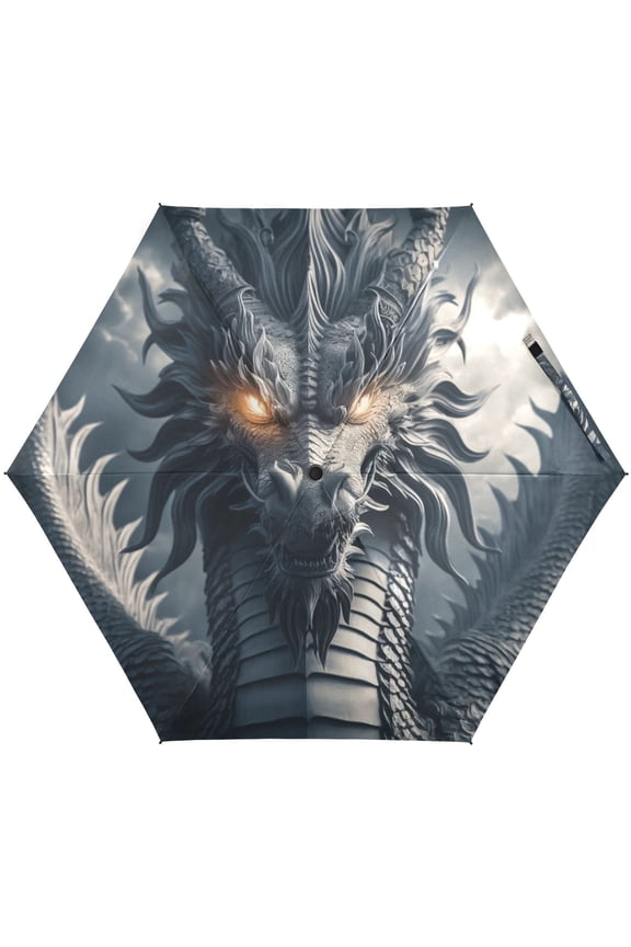 Dragon Portrait Magic Folding Umbrella for Rain Sun Travel Mini Lightweight Compact Umbrellas