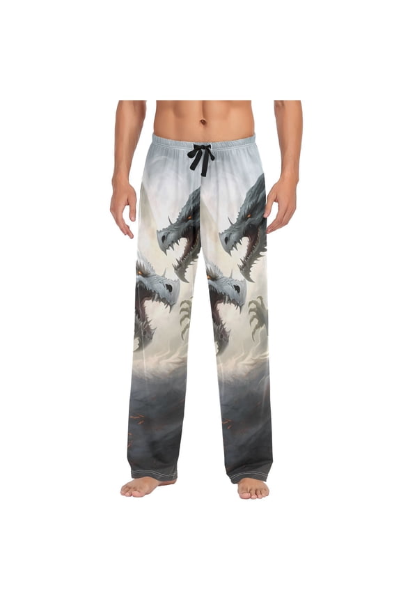 Dragons Fighting Men's Sleepwear Mens Pajama Pants Bottoms with Pockets, XL
