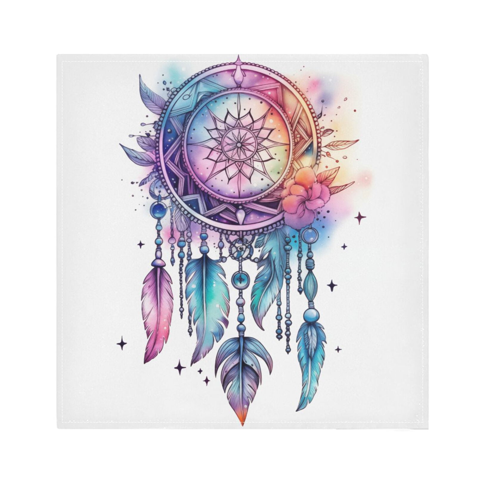 JSTEL Dreamcatcher Boho Stars Cloth Napkins Set of 6, 20x20 Inch Washable and Reusable Napkin for Decoupage Dinner Party Everyday Use