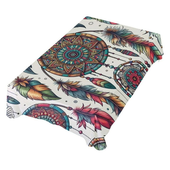 JSTEL Dreamcatcher Boho Table Cloth Square 54 x 54 Inch Tablecloth Anti Wrinkle Table Cover for Dining Kitchen Parties