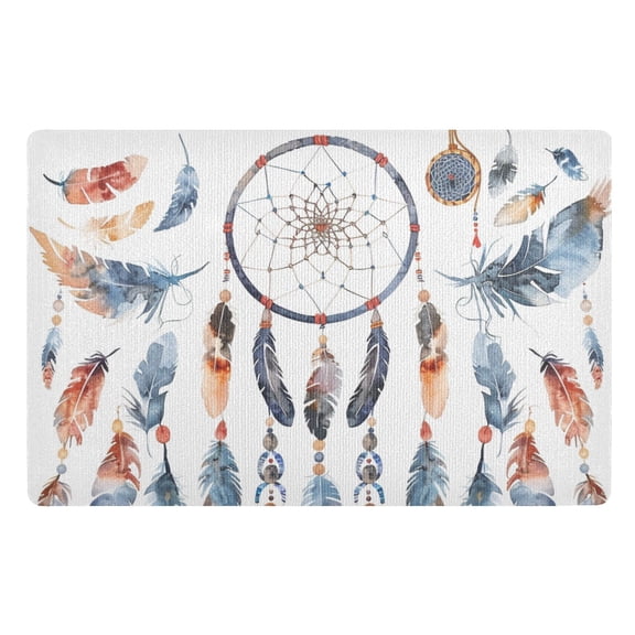 JSTEL Dreamcatcher Feathers Boho Front Door Mat Outside Entrance 32x20 Inch Doormat for Outdoor Indoor Washable Non Slip Floor Mats