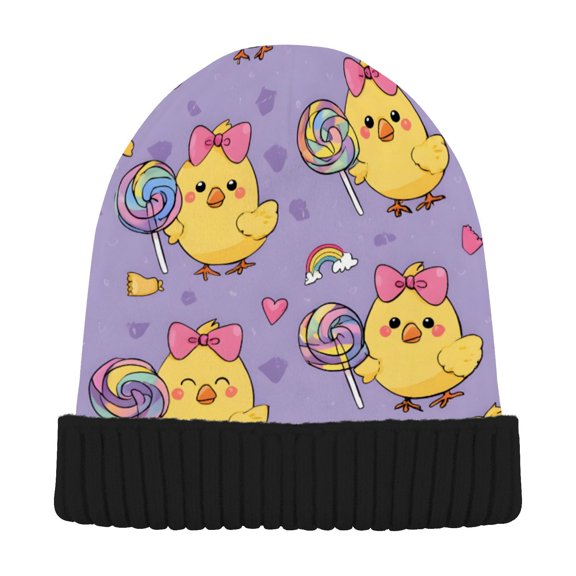 JSTEL Duck Lollipop Beanie for Women Men Winter Hat Reversible Skull Knit Cap