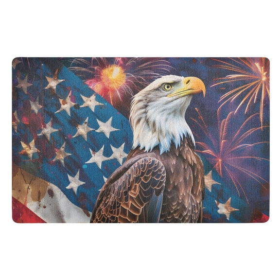 JSTEL Eagle Usa American Flag Front Door Mat Outside Entrance 32x20 Inch Doormat for Outdoor Indoor Washable Non Slip Floor Mats