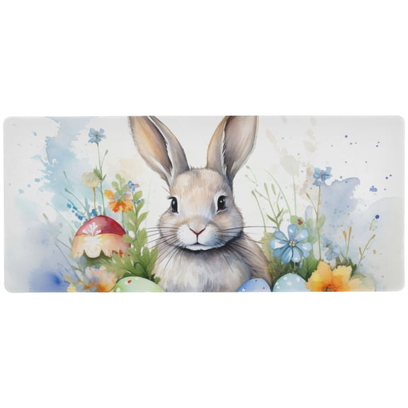 JSTEL Easter Bunny Rabbit Large Gaming Mouse Pad Big Mousepad Mice Keyboard Mat with Non-Slip Rubber Base for Computer Laptop Home & Office, 31.5 X 11.8 inch