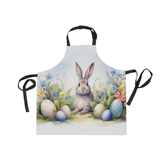JSTEL Easter Rabbit Bunny Eggs Apron with 2 Pockets for Women Men Adjustable Garden Bib