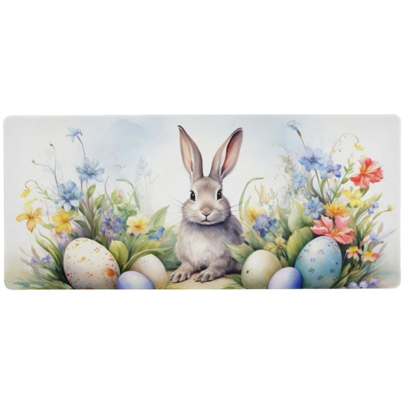 JSTEL Easter Rabbit Bunny Eggs Large Gaming Mouse Pad Big Mousepad Mice Keyboard Mat with Non-Slip Rubber Base for Computer Laptop Home & Office, 31.5 X 11.8 inch