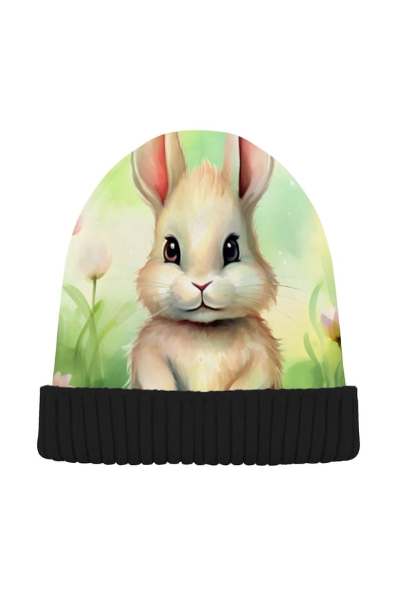 Easter Rabbit Eggs Beanie for Women Men Winter Hat Reversible Skull Knit Cap
