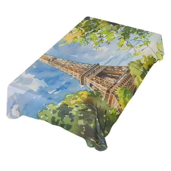 JSTEL Eiffel Tower Watercolour Table Cloth Square 54 x 54 Inch Tablecloth Anti Wrinkle Table Cover for Dining Kitchen Parties