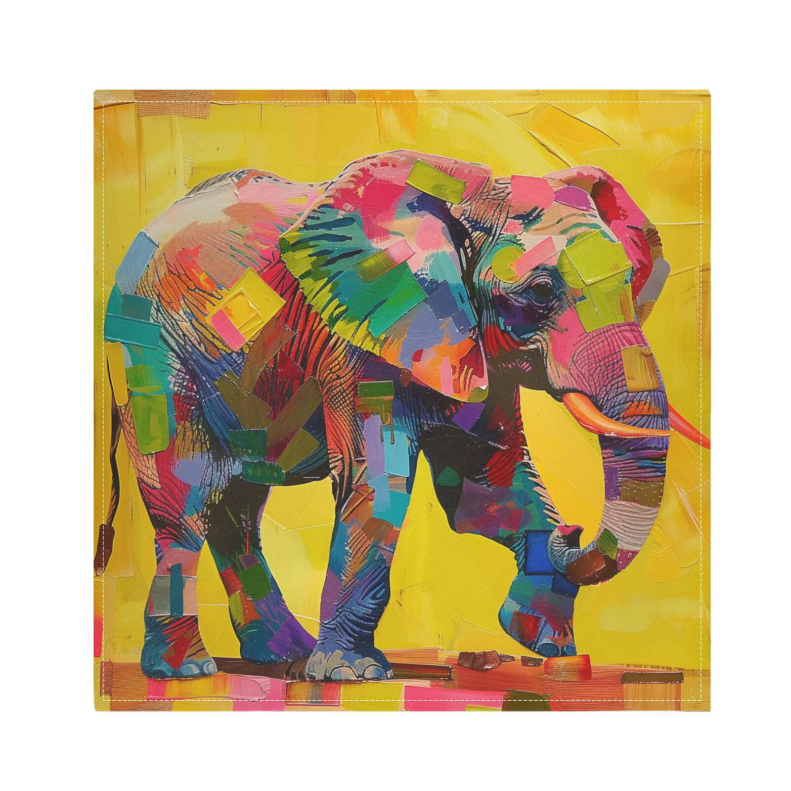 JSTEL Elephant Collage Cloth Napkins Set of 6, 20x20 Inch Washable and Reusable Napkin for Decoupage Dinner Party Everyday Use