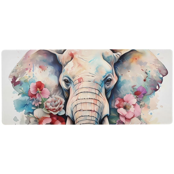 JSTEL Elephant Flowers Large Gaming Mouse Pad Big Mousepad Mice Keyboard Mat with Non-Slip Rubber Base for Computer Laptop Home & Office, 35.4 X 15.7 inch