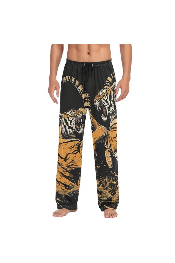 Fighting Tigers Men's Sleepwear Mens Pajama Pants Bottoms with Pockets, XXL