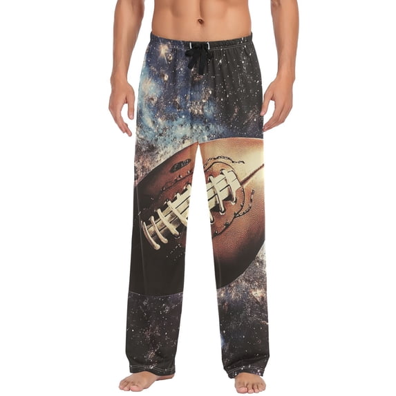 JSTEL Football in Galaxy Men's Sleepwear Mens Pajama Pants Bottoms with Pockets, XXL