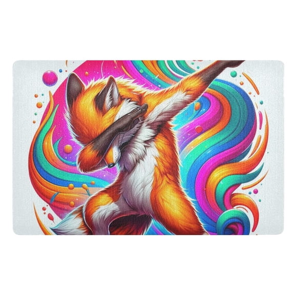 JSTEL Fox Dabbing Front Door Mat Outside Entrance 32x20 Inch Doormat for Outdoor Indoor Washable Non Slip Floor Mats