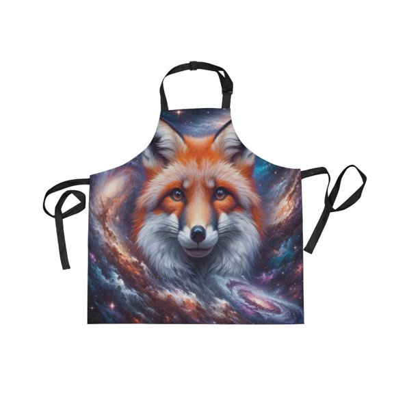 JSTEL Fox Galaxy Nebula Apron with 2 Pockets for Women Men Adjustable Garden Bib