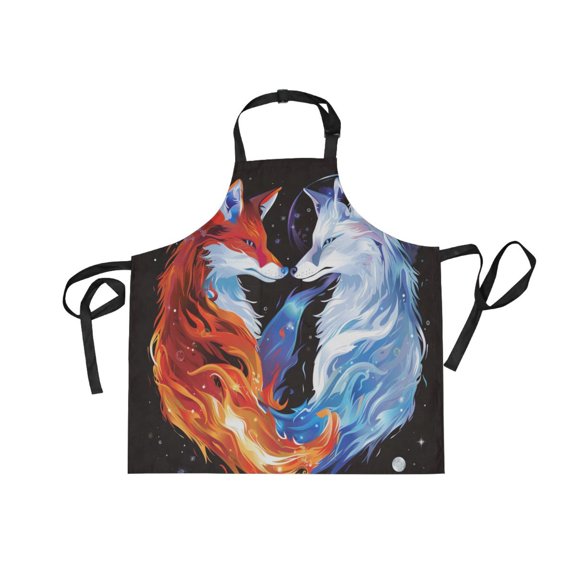 JSTEL Foxes Starry Apron with 2 Pockets for Women Men Adjustable Garden Bib