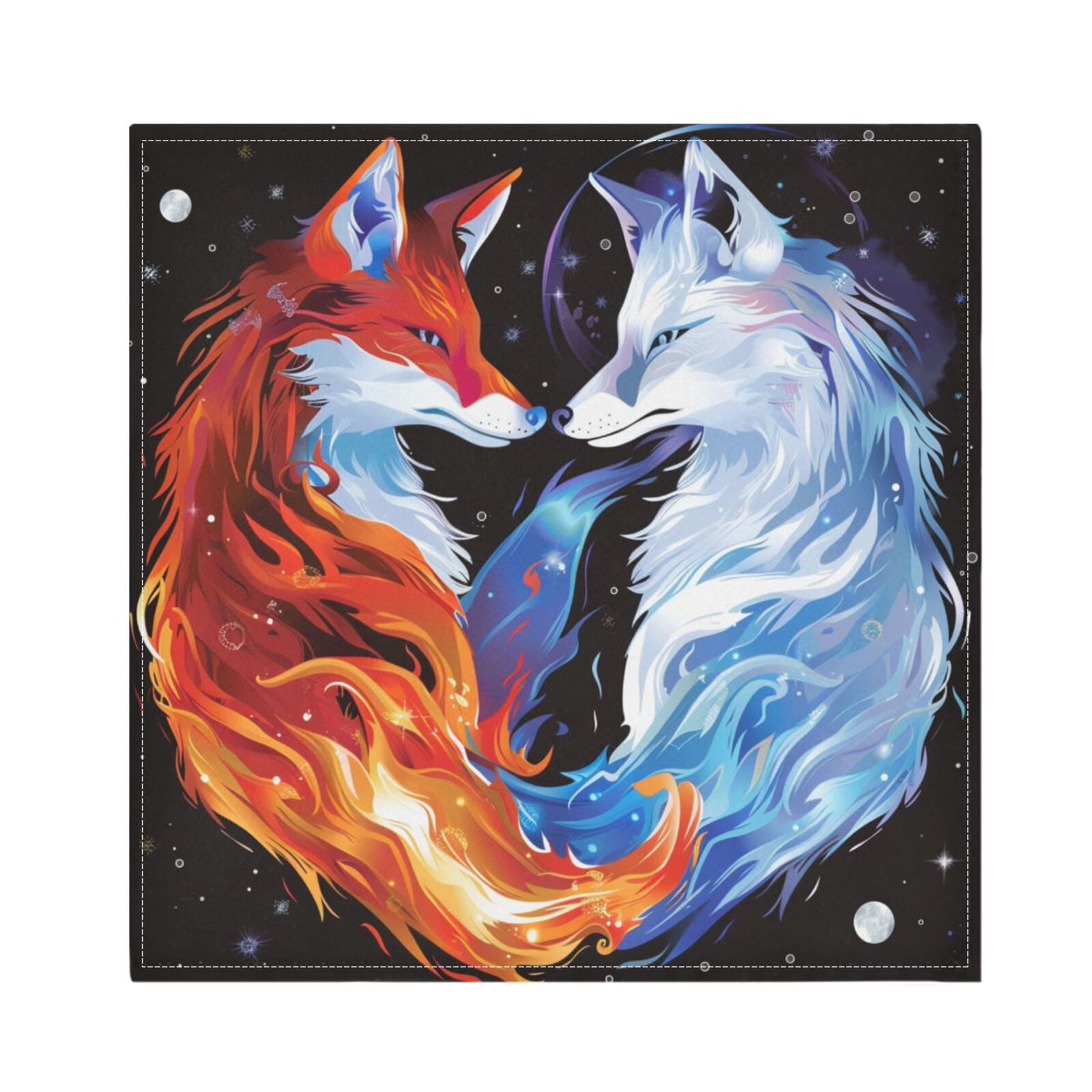 JSTEL Foxes Starry Cloth Napkins Set of 6, 20x20 Inch Washable and Reusable Napkin for Decoupage Dinner Party Everyday Use