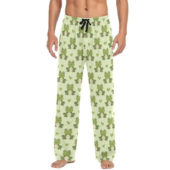 JSTEL Frogs Hearts Men's Sleepwear Mens Pajama Pants Bottoms with Pockets, S