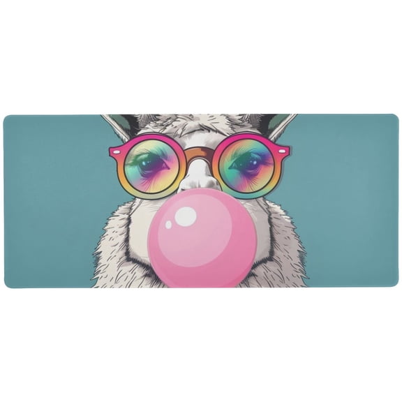 JSTEL Funny Llama Rainbow Glasses Large Gaming Mouse Pad Big Mousepad Mice Keyboard Mat with Non-Slip Rubber Base for Computer Laptop Home & Office, 35.4 X 15.7 inch