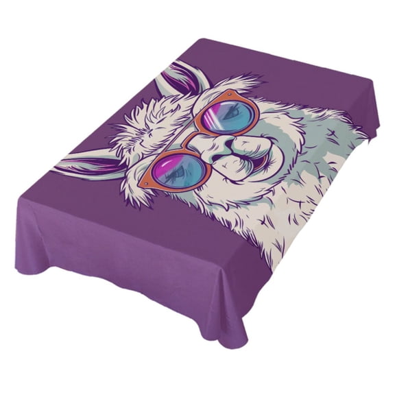 JSTEL Funny Llama Sunglasses Table Cloth Square 54 x 54 Inch Tablecloth Anti Wrinkle Table Cover for Dining Kitchen Parties