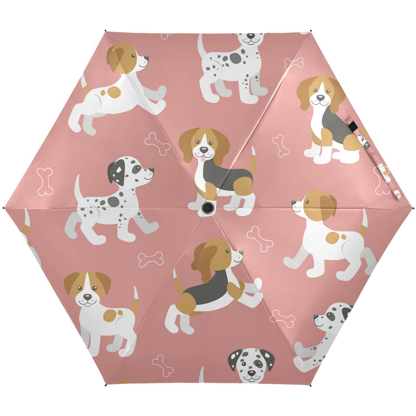 JSTEL Funny Puppy Dog Print Beagle Dalmatian Folding Umbrella for Rain ...