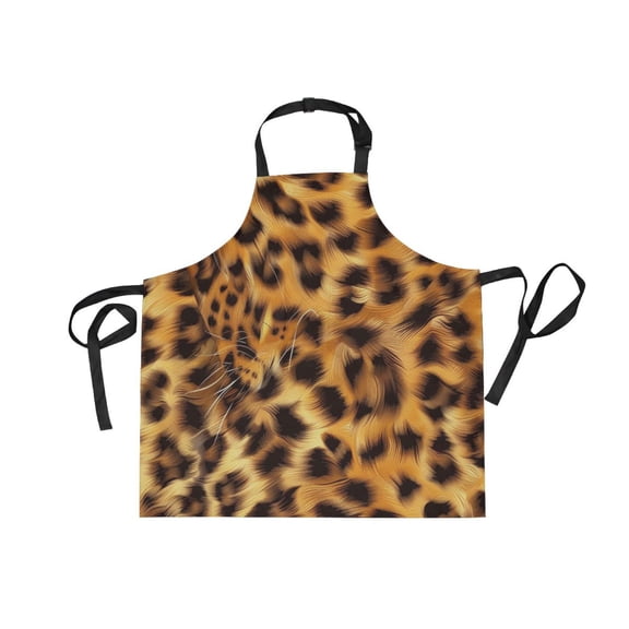 JSTEL Furry Cheetah Leopard Print Apron with 2 Pockets for Women Men Adjustable Garden Bib