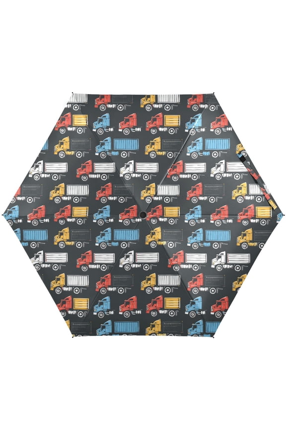 Garbage Truck Folding Umbrella for Rain Sun Travel Mini Lightweight Compact Umbrellas